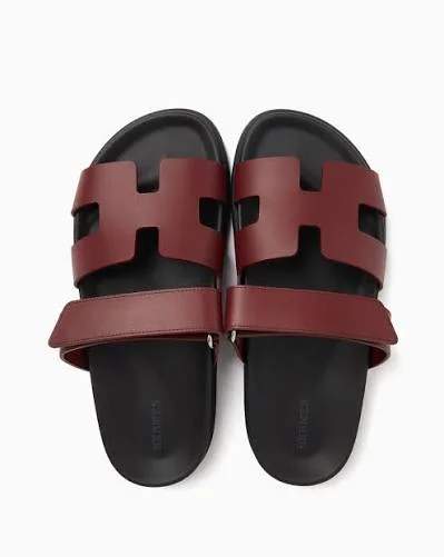 Hermès Chypre sandals, red and brown