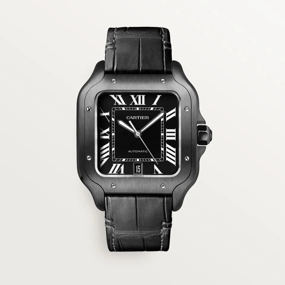 Cartier Santos, 39.8 mm, large, black