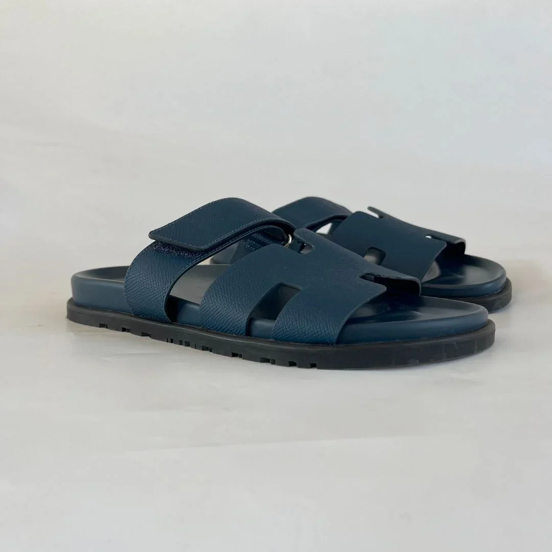 Hermès Chypre sandals, dark blue