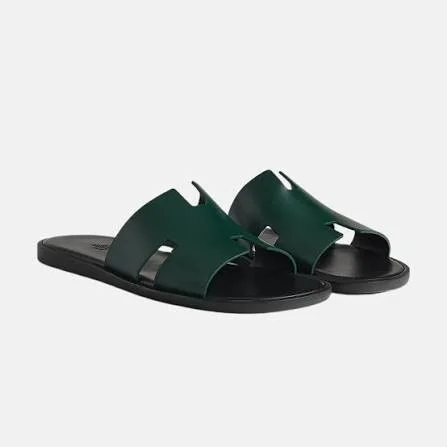 Hermès Izmir sandals, black with green