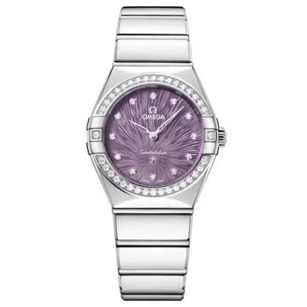 Omega Constellation, 28 mm, purple diamonds dial