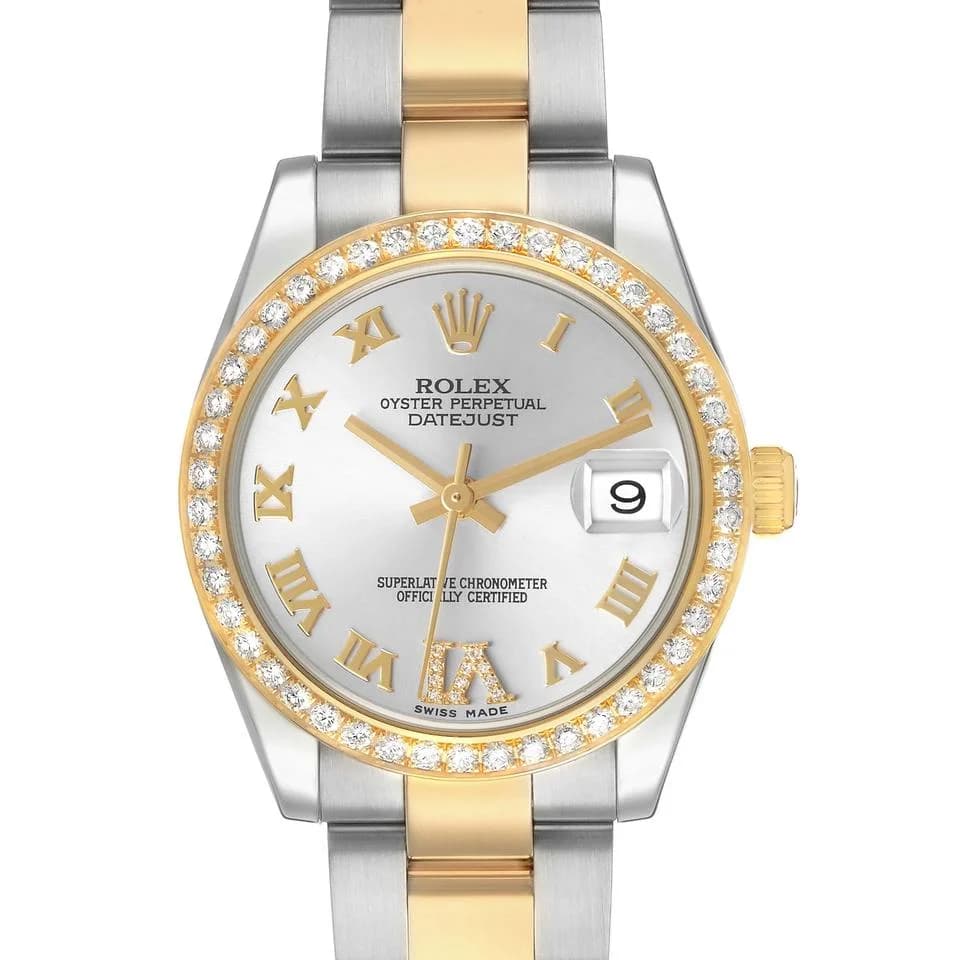 Rolex Datejust 31, steel and rose gold, white dial, Roman numerals